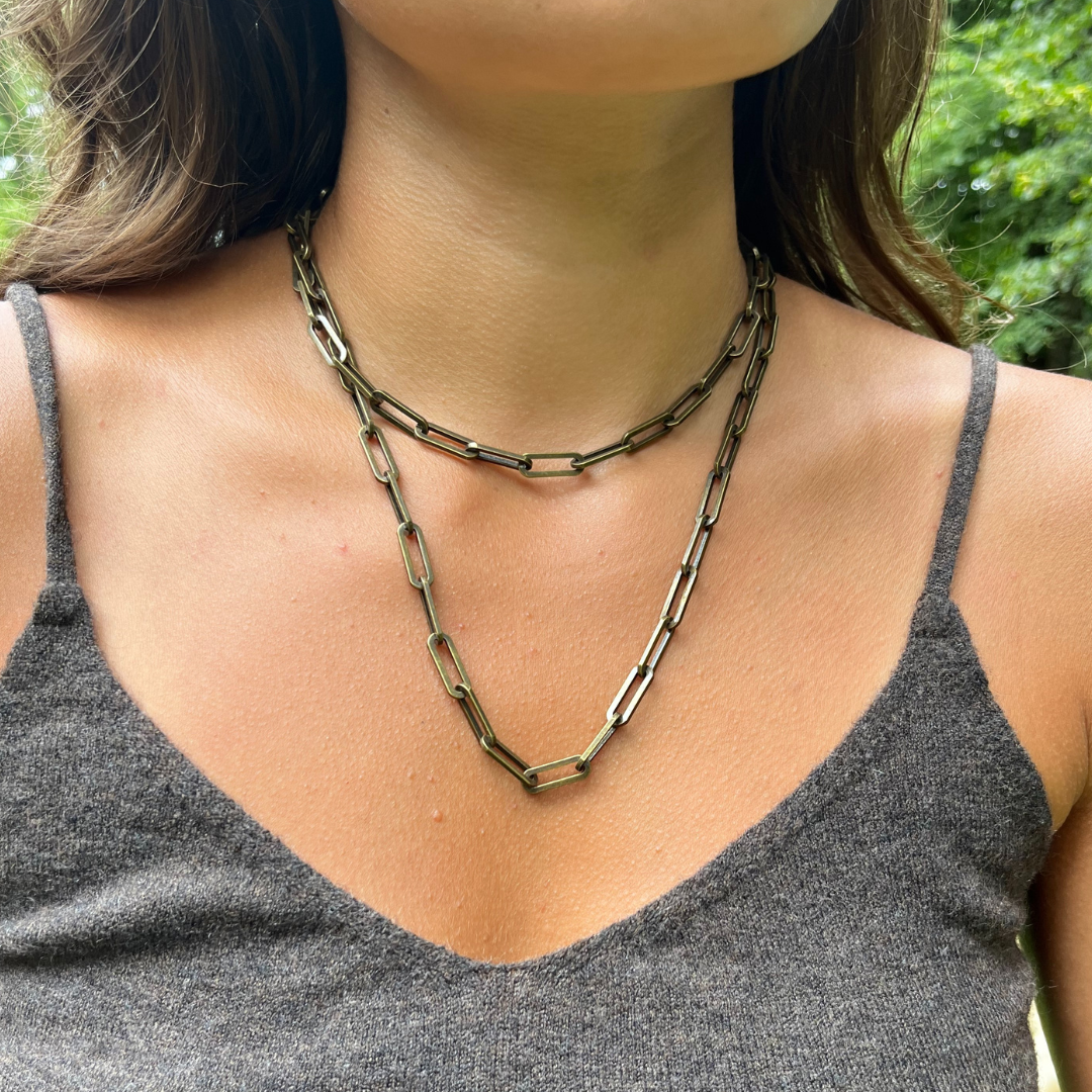 Oxidized Silver Paperclip Necklace – Andrea Montgomery Designs